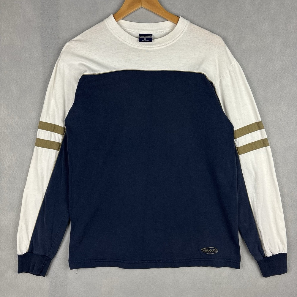 Vintage Billabong Long Sleeve T Shirt Mens Medium Blue Made In USA 90s Piping